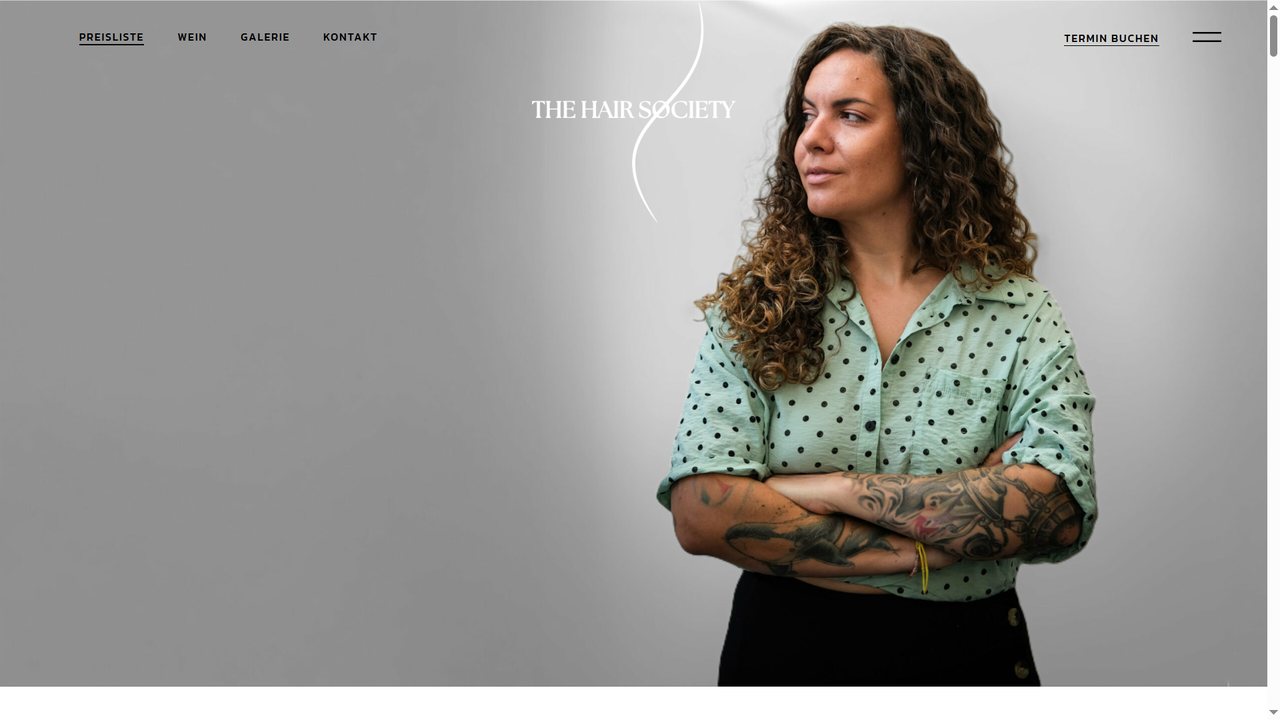 Screenshot der Website thehairsociety.at