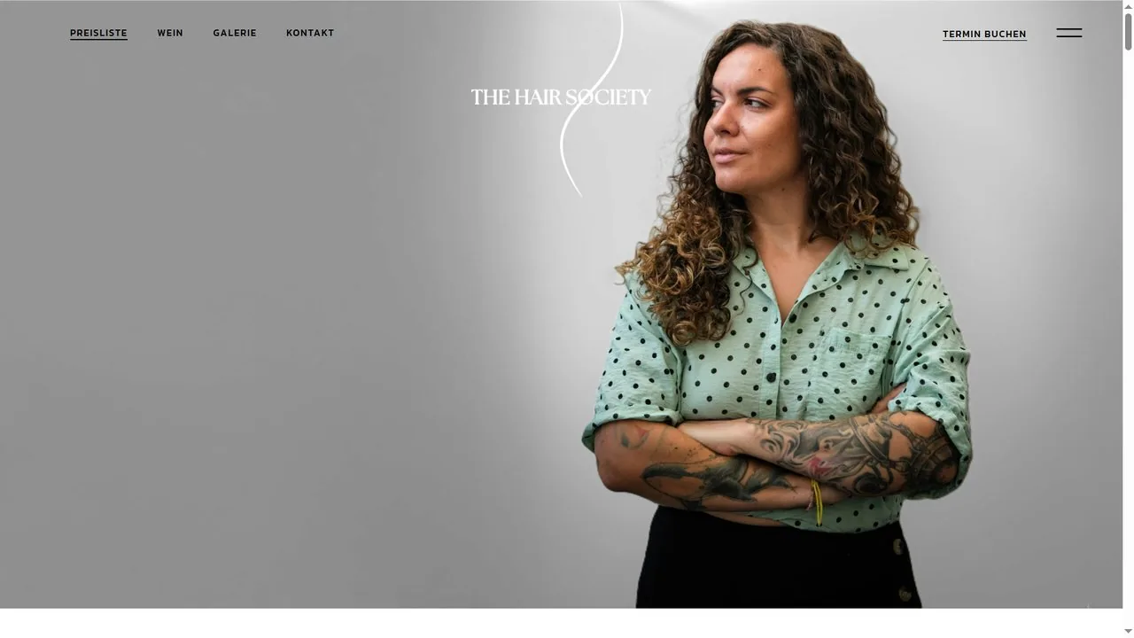 Screenshot der Website thehairsociety.at